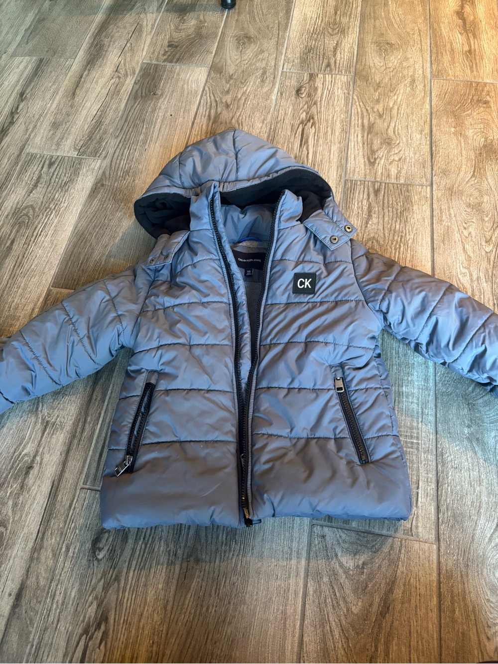 Calvin Klein Kids Light Blue Puffer Jacket with Hood